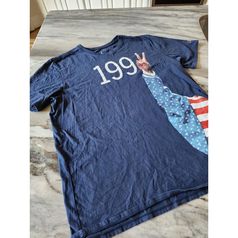Jordan Mens Navy Blue 1992 Dream Team American Flag Graphic T-Shirt XL